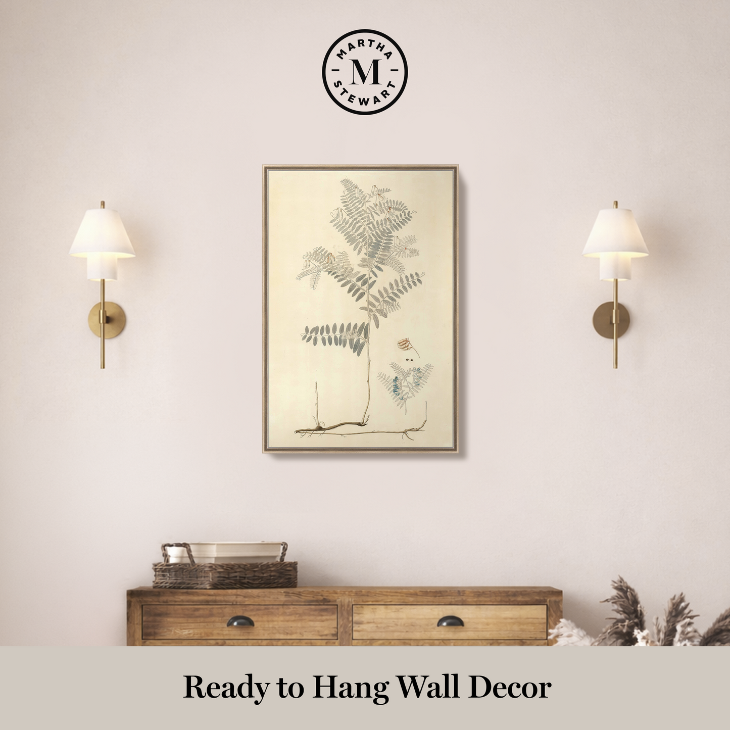 Martha Stewart Skylands | Woodland Botanical Study: Fern | Framed Vintage Fern Illustration | Historic Estate Décor