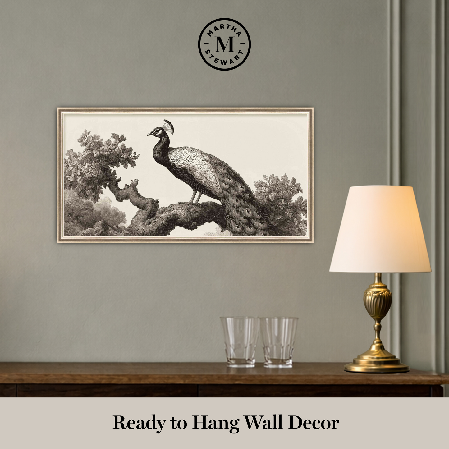 Martha Stewart Perry Street | Modern Wildlife: Peacock | Framed Contemporary Wall Art