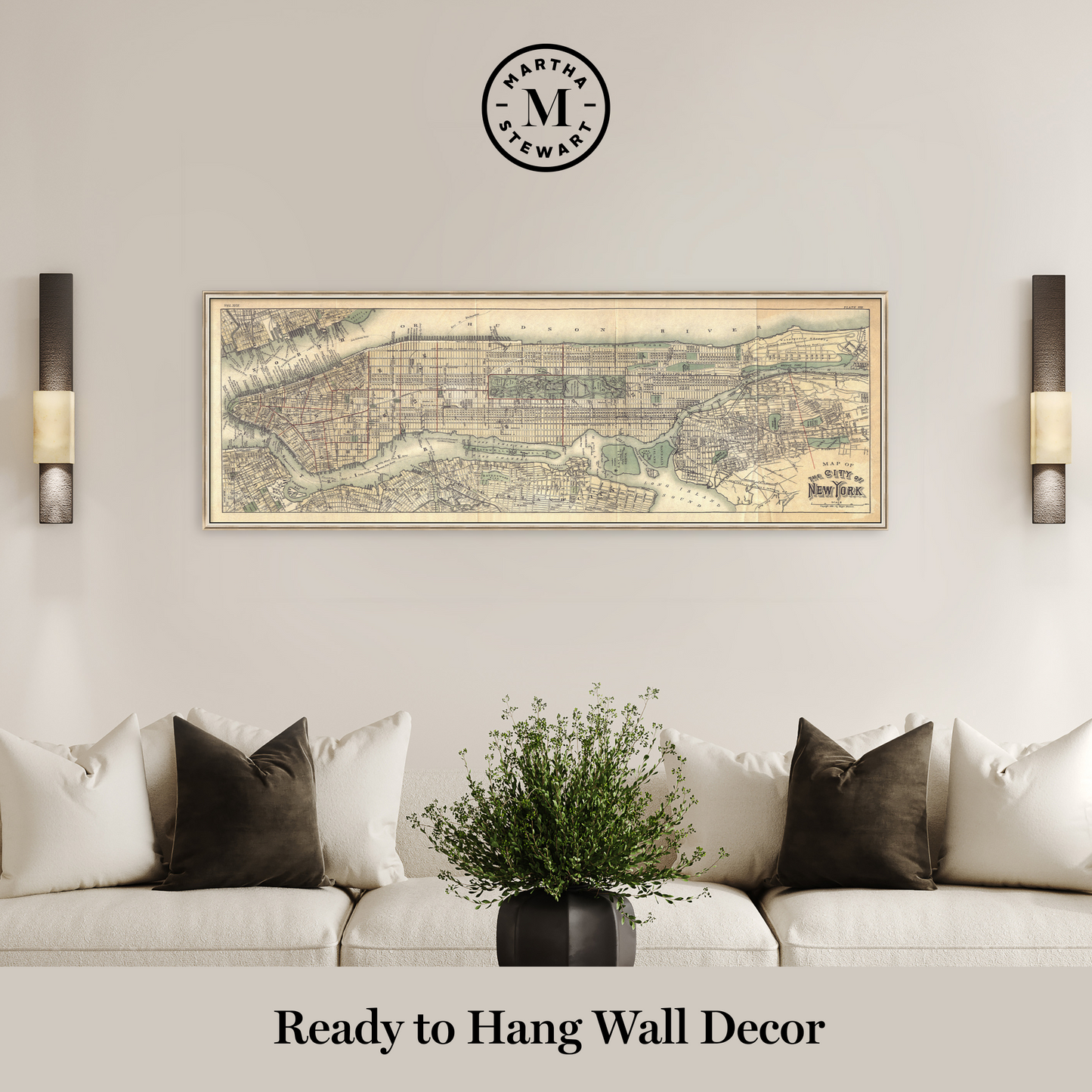 Martha Stewart Perry Street | Urban Map: Vintage Panorama | Framed Contemporary City Wall Art