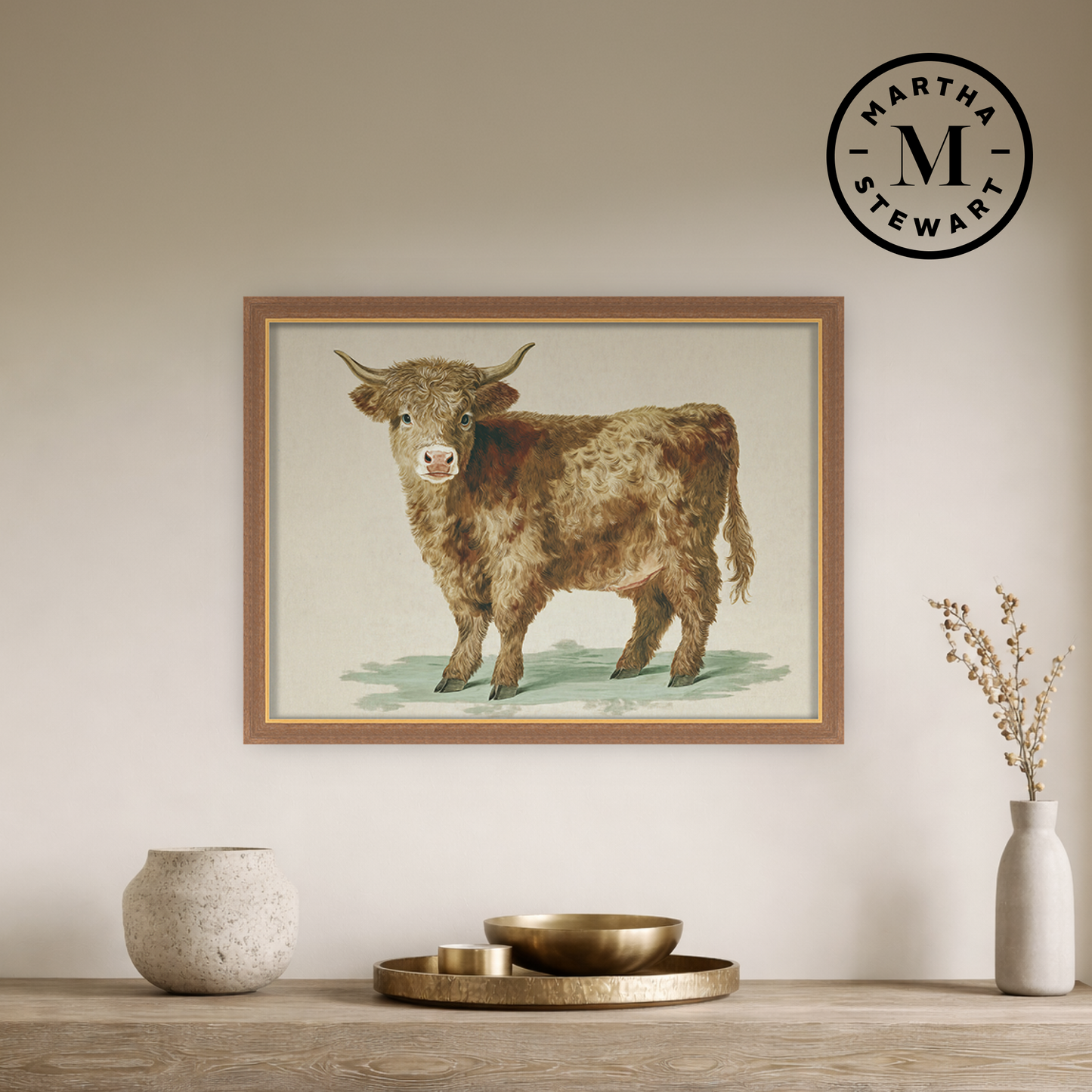 Martha Stewart Bedford | Livestock Portrait: Highland Calf | Framed Country Farmhouse Wall Art