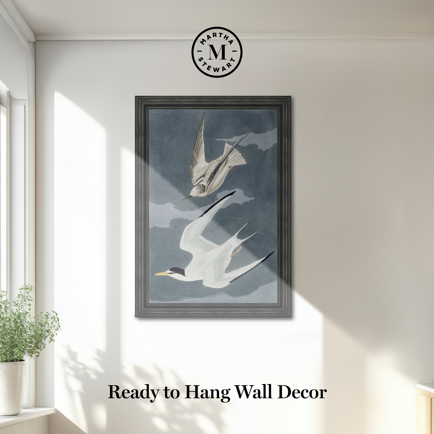 Martha Stewart Lily Pond | Seaside Study: Flying Gulls | Framed Coastal Cottage Wall Art