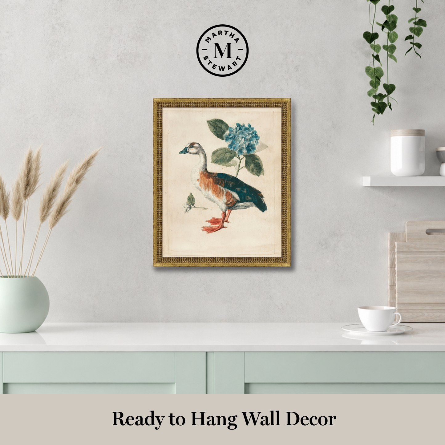 Martha Stewart Lily Pond | Coastal Bird Study: Shore Duck | Framed Coastal Cottage Wall Art