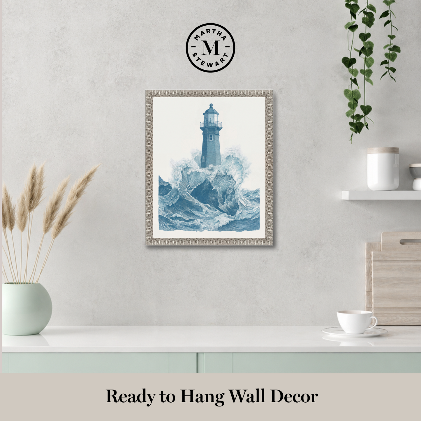 Martha Stewart Lily Pond | Seaside Landscape: Lighthouse | Framed Coastal Cottage Wall Art