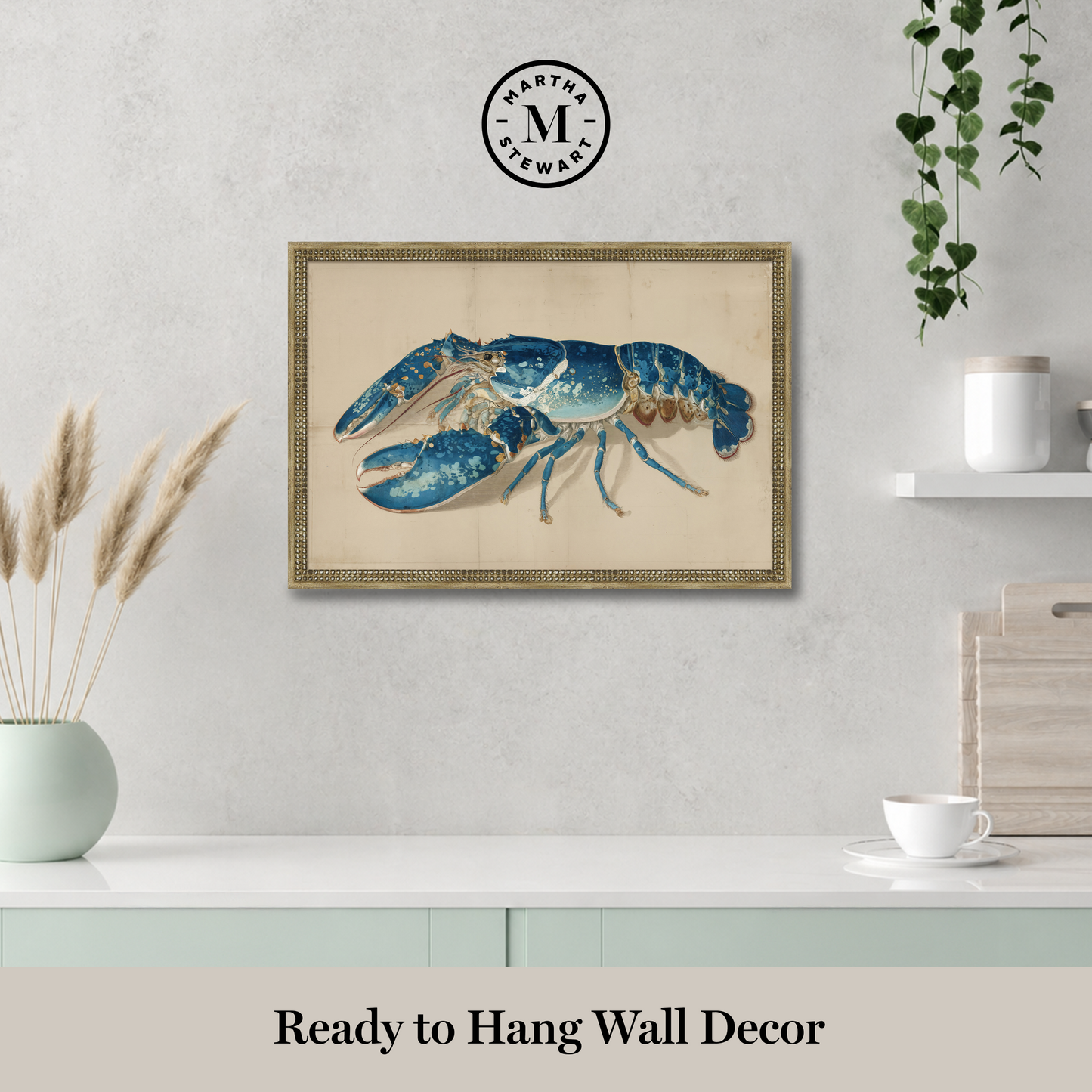 Martha Stewart Lily Pond | Marine Study: Lobster | Framed Coastal Cottage Wall Art