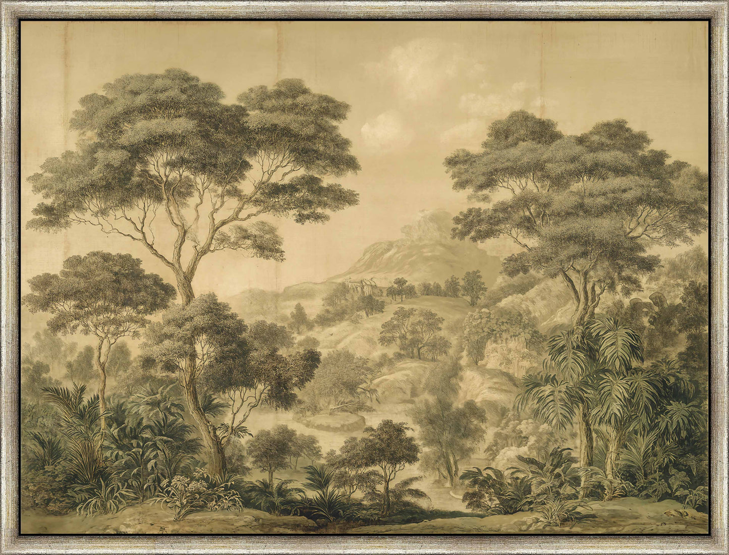 Martha Stewart Bedford | Pastoral Landscape: Tree Line | Framed Country Farmhouse Wall Art