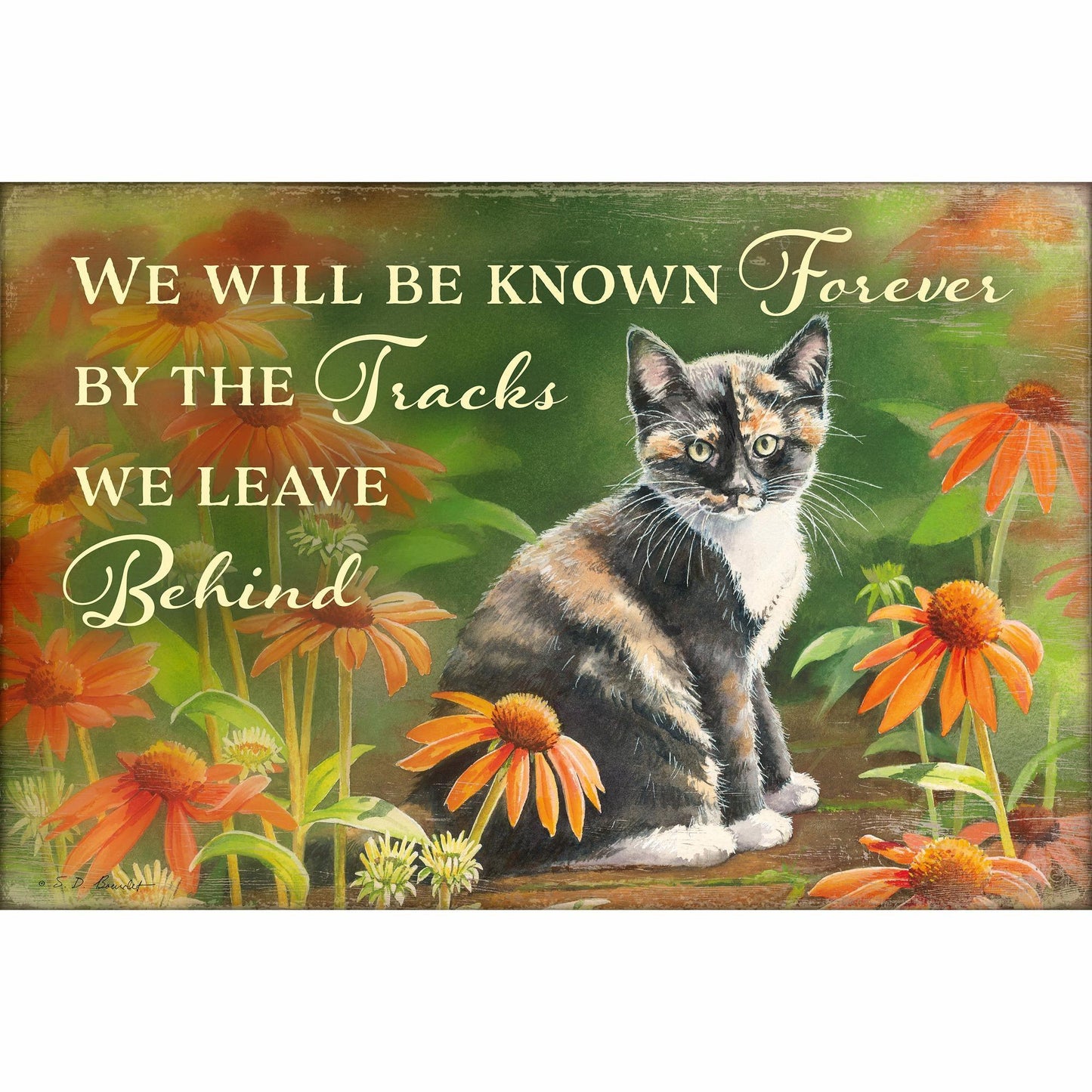 Betsy & Coneflowers—Tracks We Leave - 12" x 18" Wood Sign