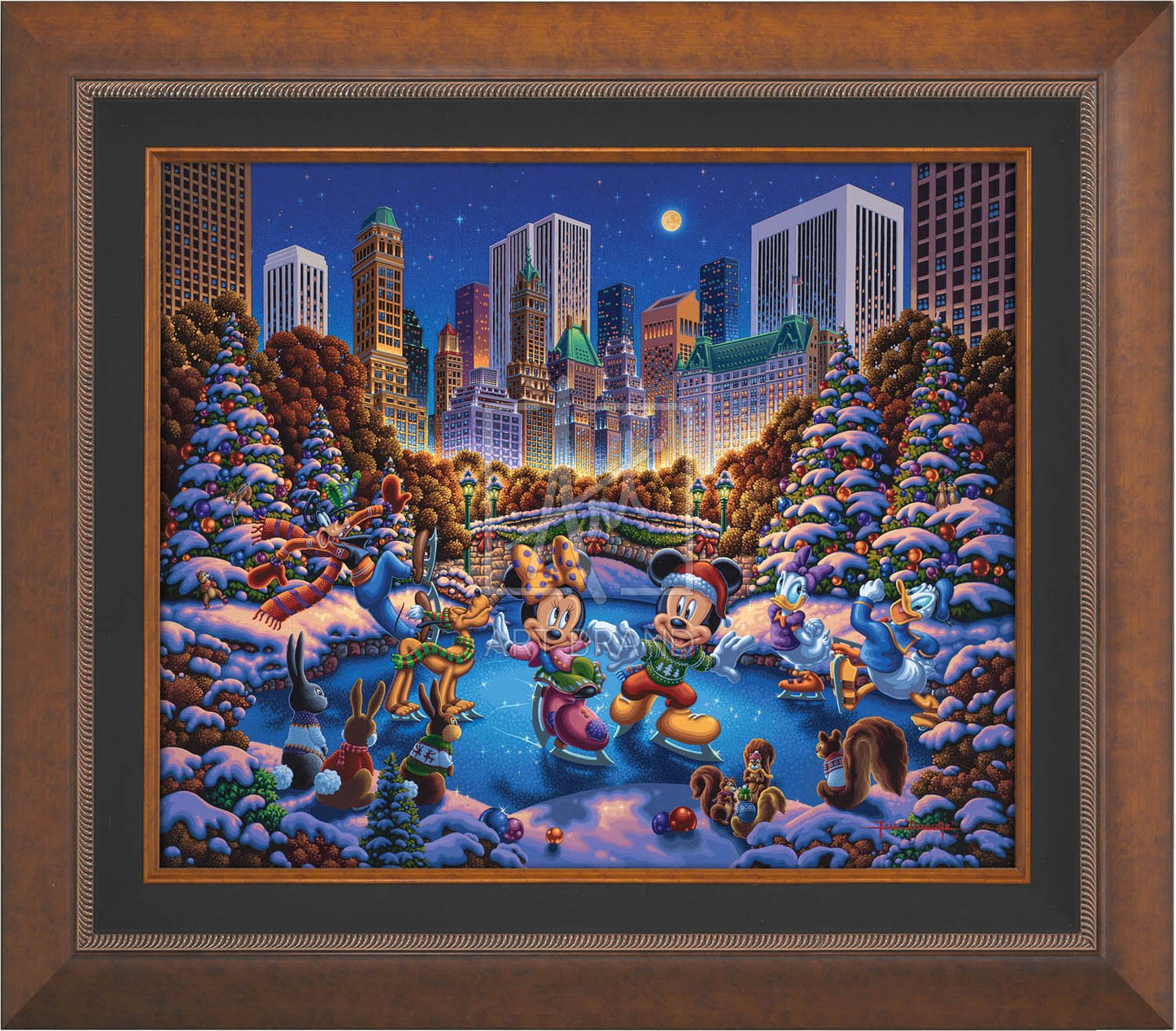 Mickey and Friends Skating in Central Park - Limited Edition Canvas (AP - Artist Proof)