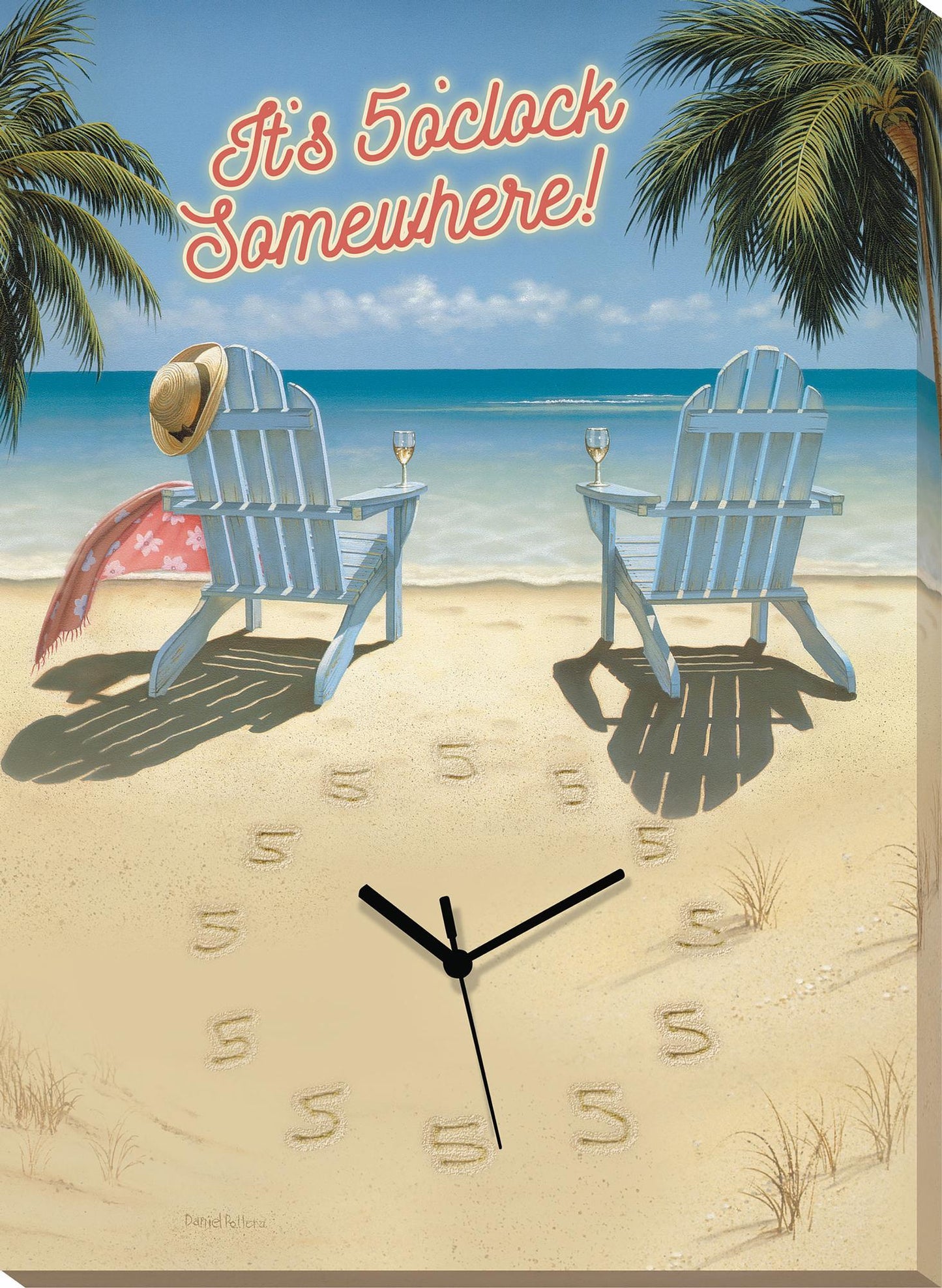 5'O Clock Somewhere - 18" x 13" Wrapped Canvas Clock