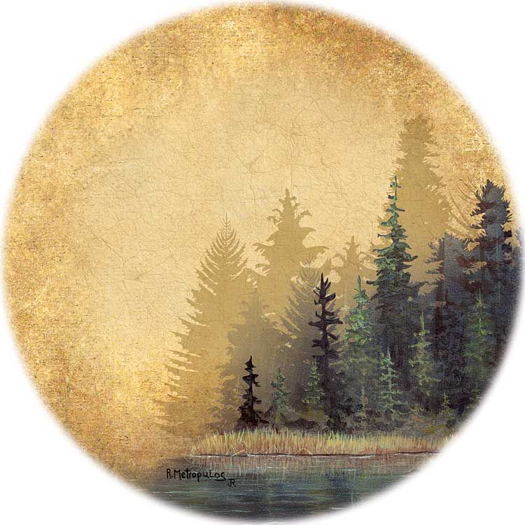 Misty Forest Trees Coasters - Set of 4