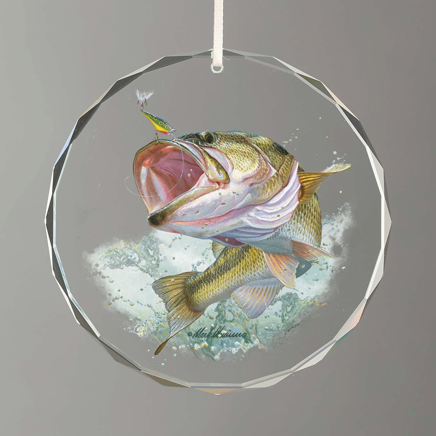 Hooked—Largemouth Bass - 3" Round Glass Ornament