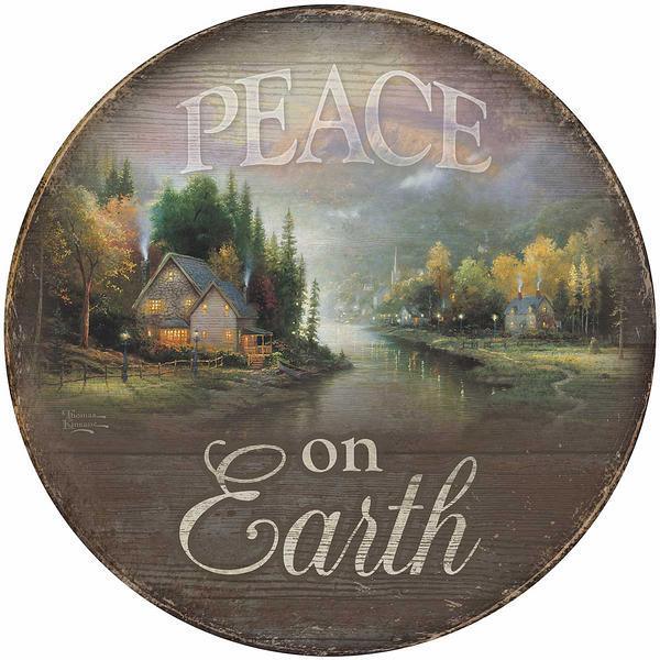 Peace on Earth - 21" Round Wood Sign