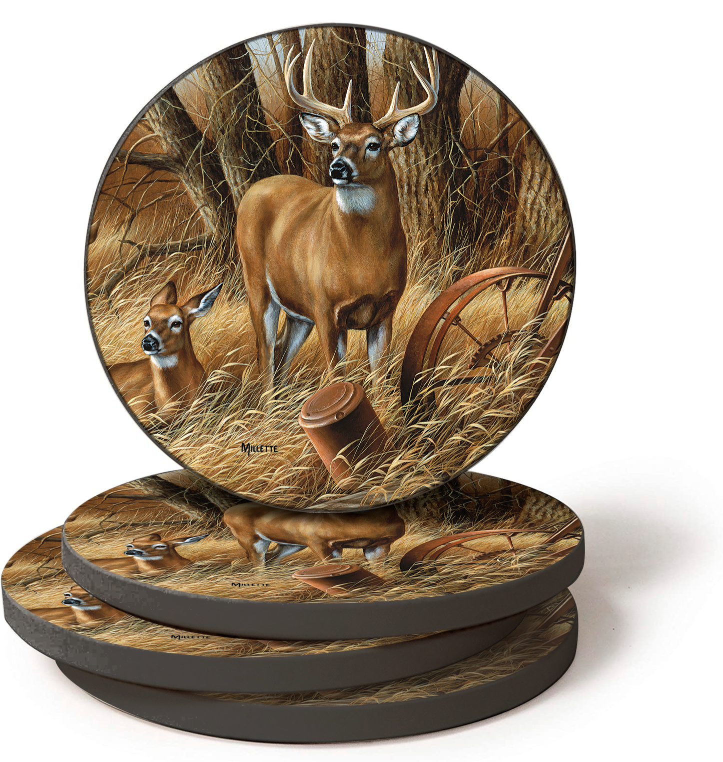 Rustic Retreat White Tail Deer Coasters (Set of 4)