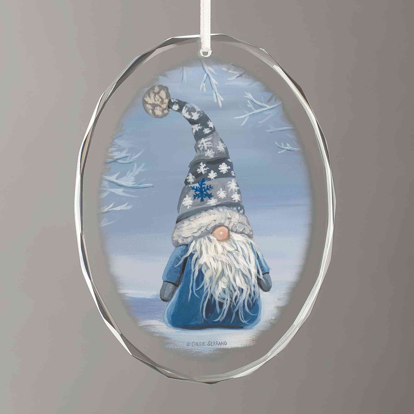 I'll be Gnome for Christmas - Oval Glass Ornament