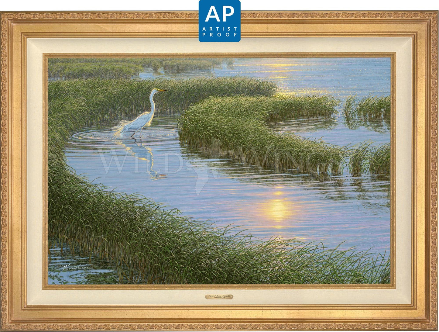 Evening Solitude—White Egret; Artist Proof Edition (AP) Master Artisan Canvas - Wild Wings