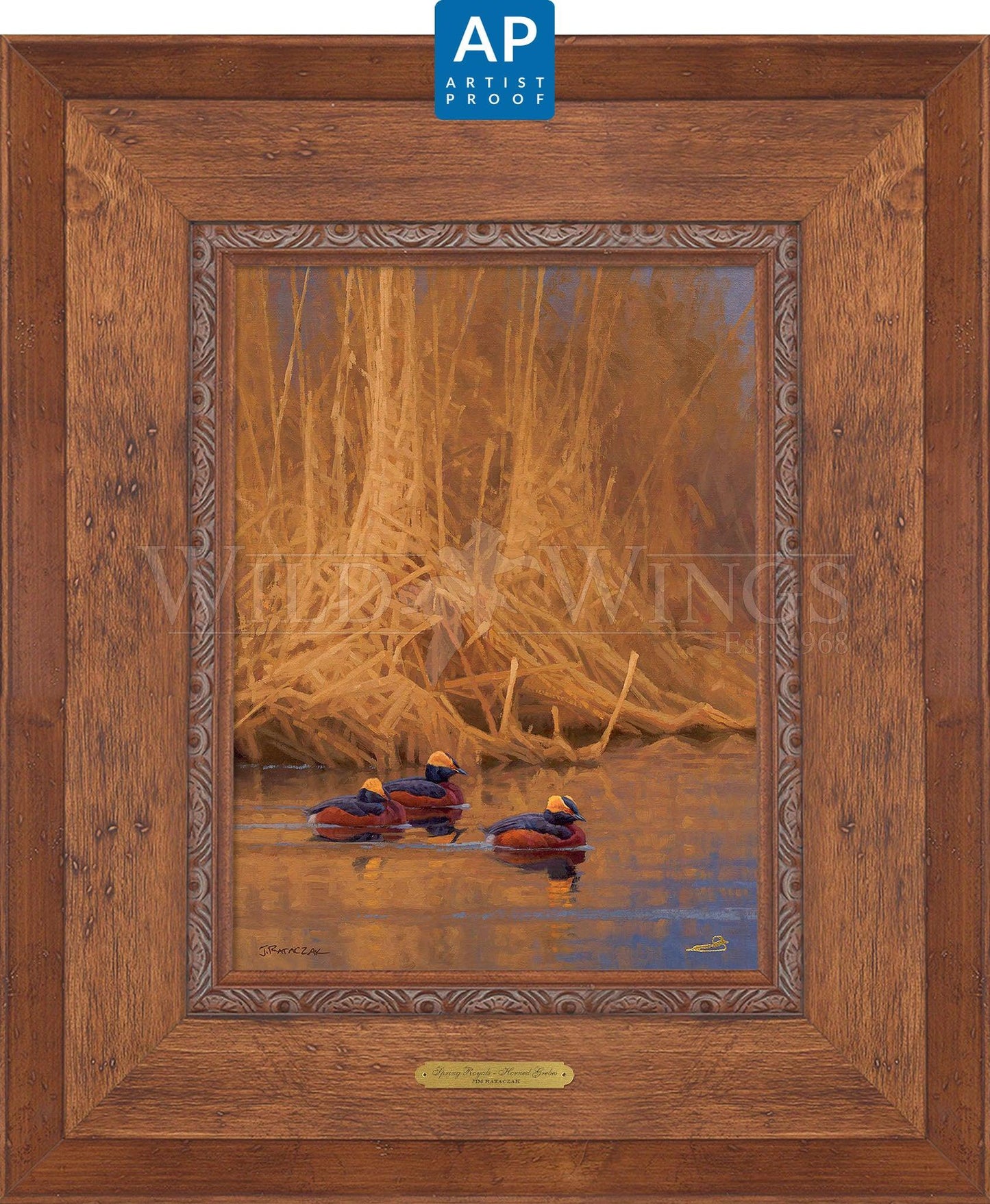 Spring Royals—Horned Grebes; Artist Proof Edition (AP) Master Artisan Canvas - Wild Wings
