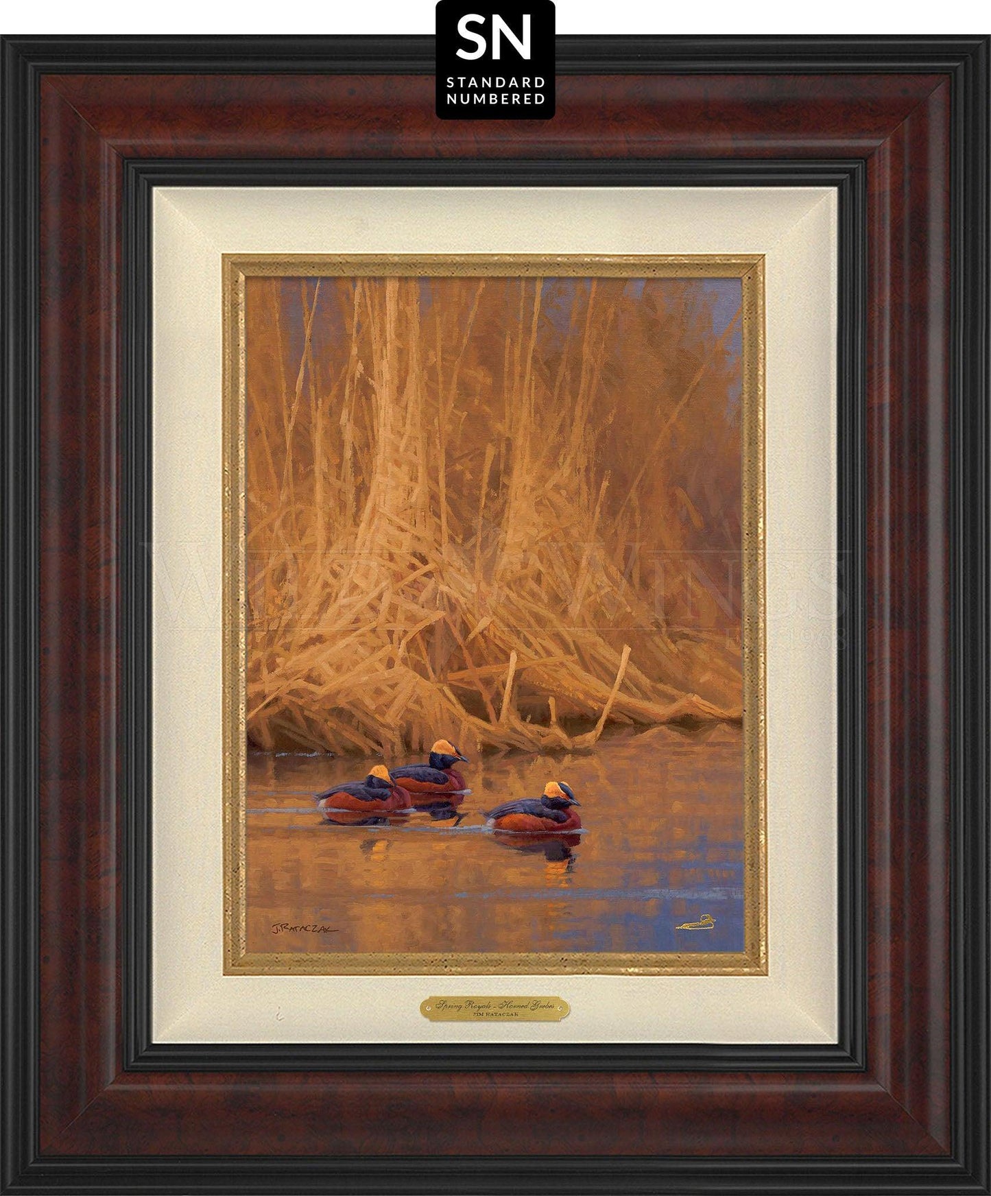 Spring Royals—Horned Grebes; Standard Numbered Edition (SN) Master Artisan Canvas - Wild Wings
