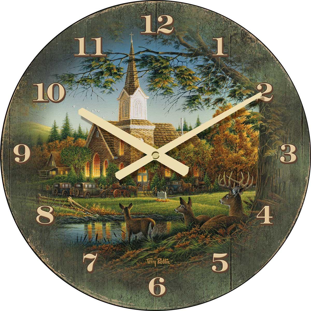 Sunday Morning 21" Round Clock - Wild Wings