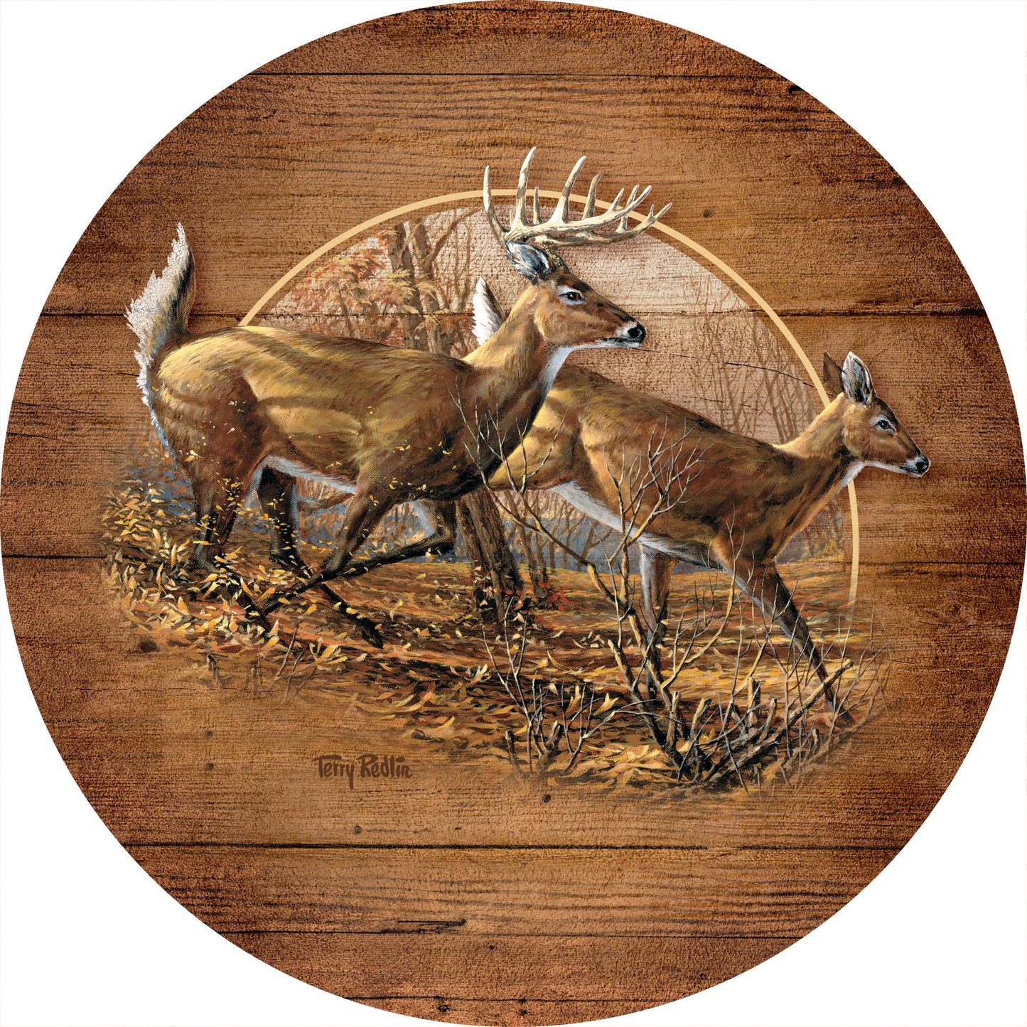 Autumn Run - 12.5" Round Wood Sign