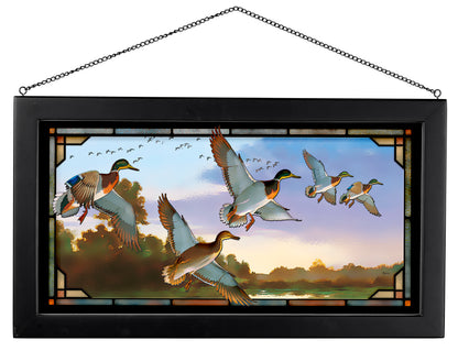 Evening Flight - Mallards - Stained Glass Art