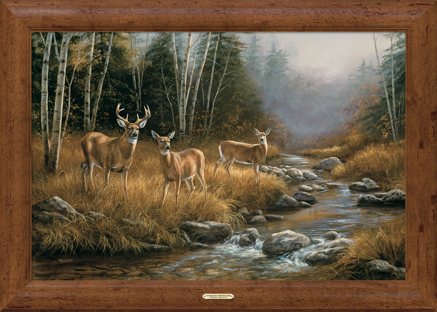 October Mist-Whitetail Deer - 24" x 36" Framed Gallery Canvas