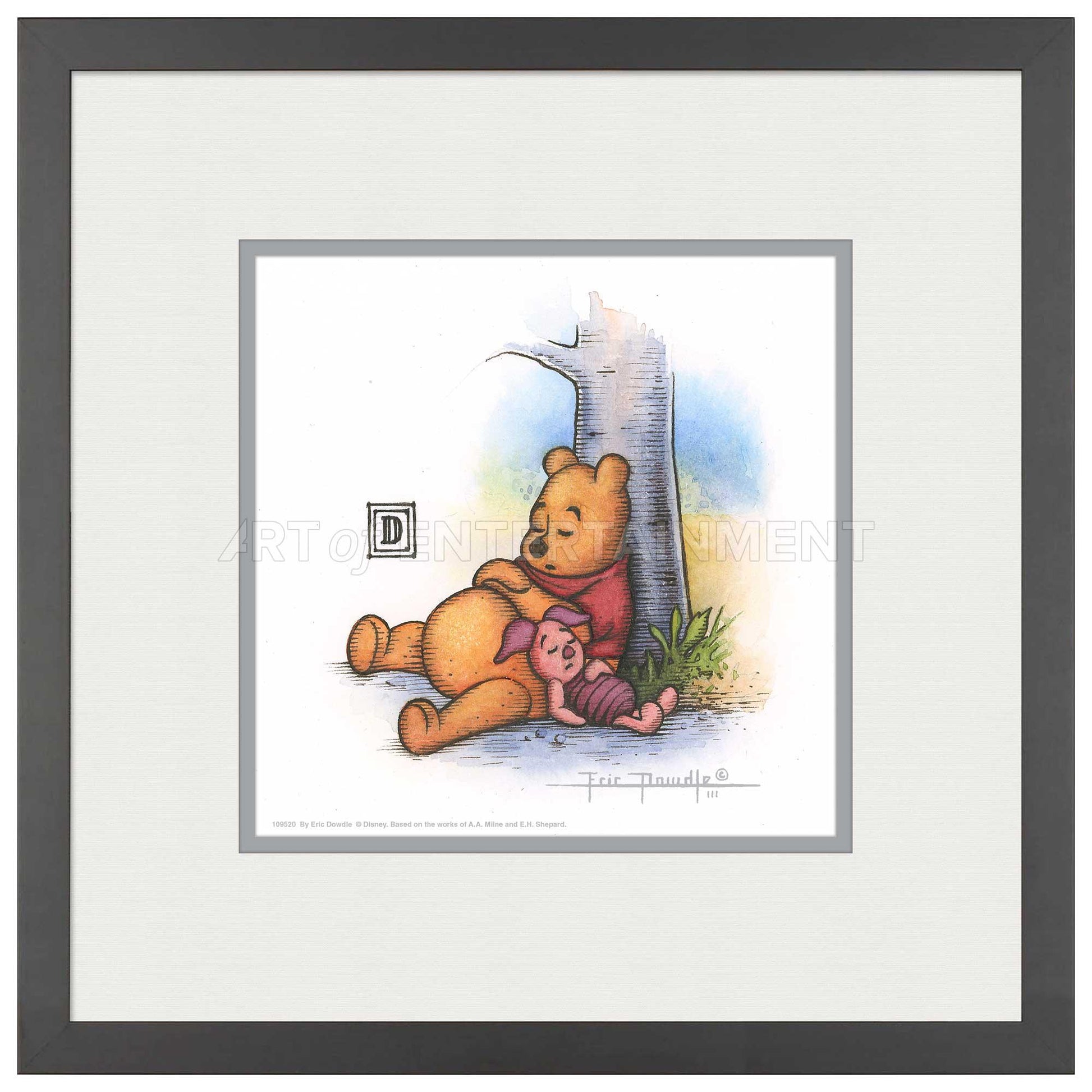 Winnie the Pooh and Piglet Napping - 15" x 15" Framed Paper Print - Art Of Entertainment