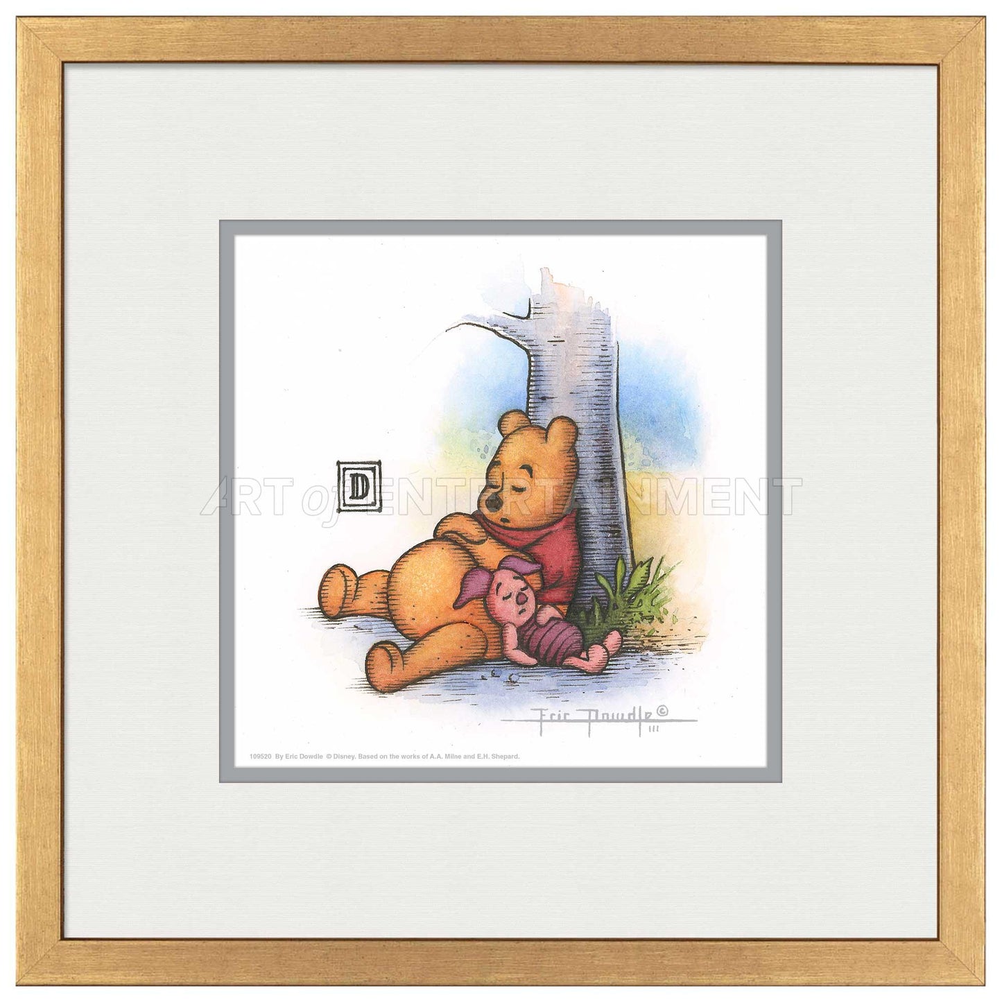 Winnie the Pooh and Piglet Napping - 15" x 15" Framed Paper Print - Art Of Entertainment