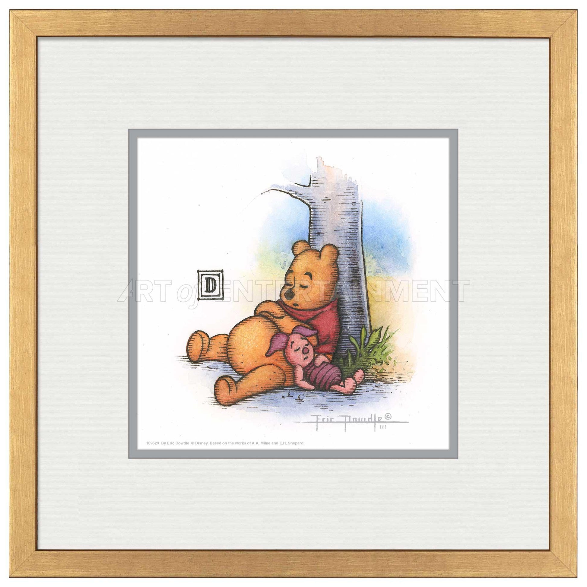 Winnie the Pooh and Piglet Napping - 15" x 15" Framed Paper Print - Art Of Entertainment