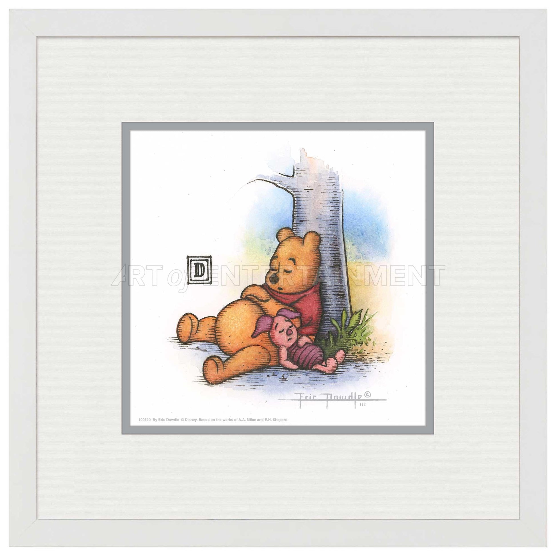 Winnie the Pooh and Piglet Napping - 15" x 15" Framed Paper Print - Art Of Entertainment