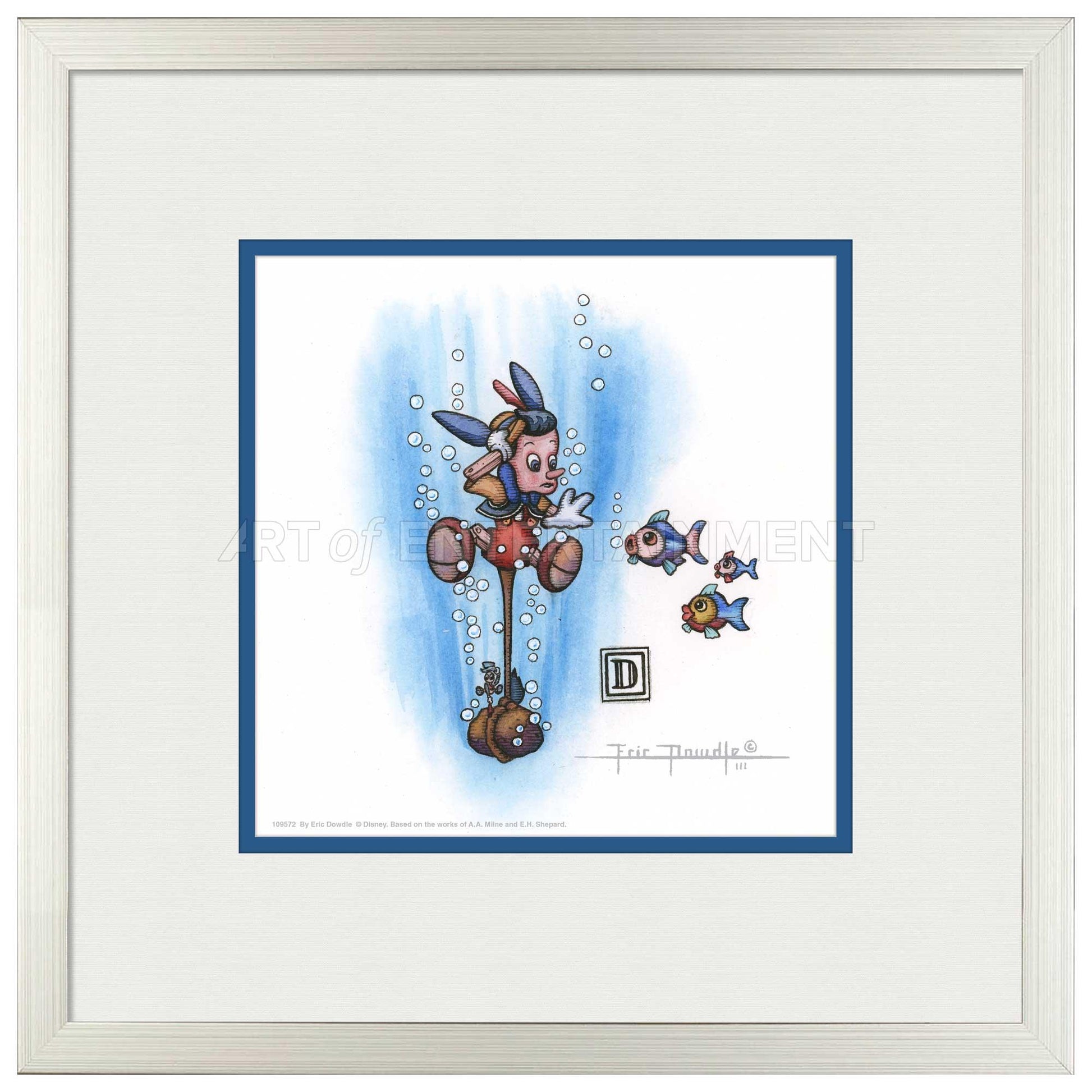 Pinocchio Under Water - 15" x 15" Framed Paper Print - Art Of Entertainment
