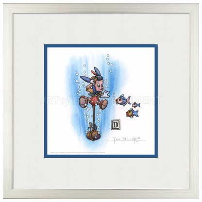 Pinocchio Under Water - 15" x 15" Framed Paper Print - Art Of Entertainment