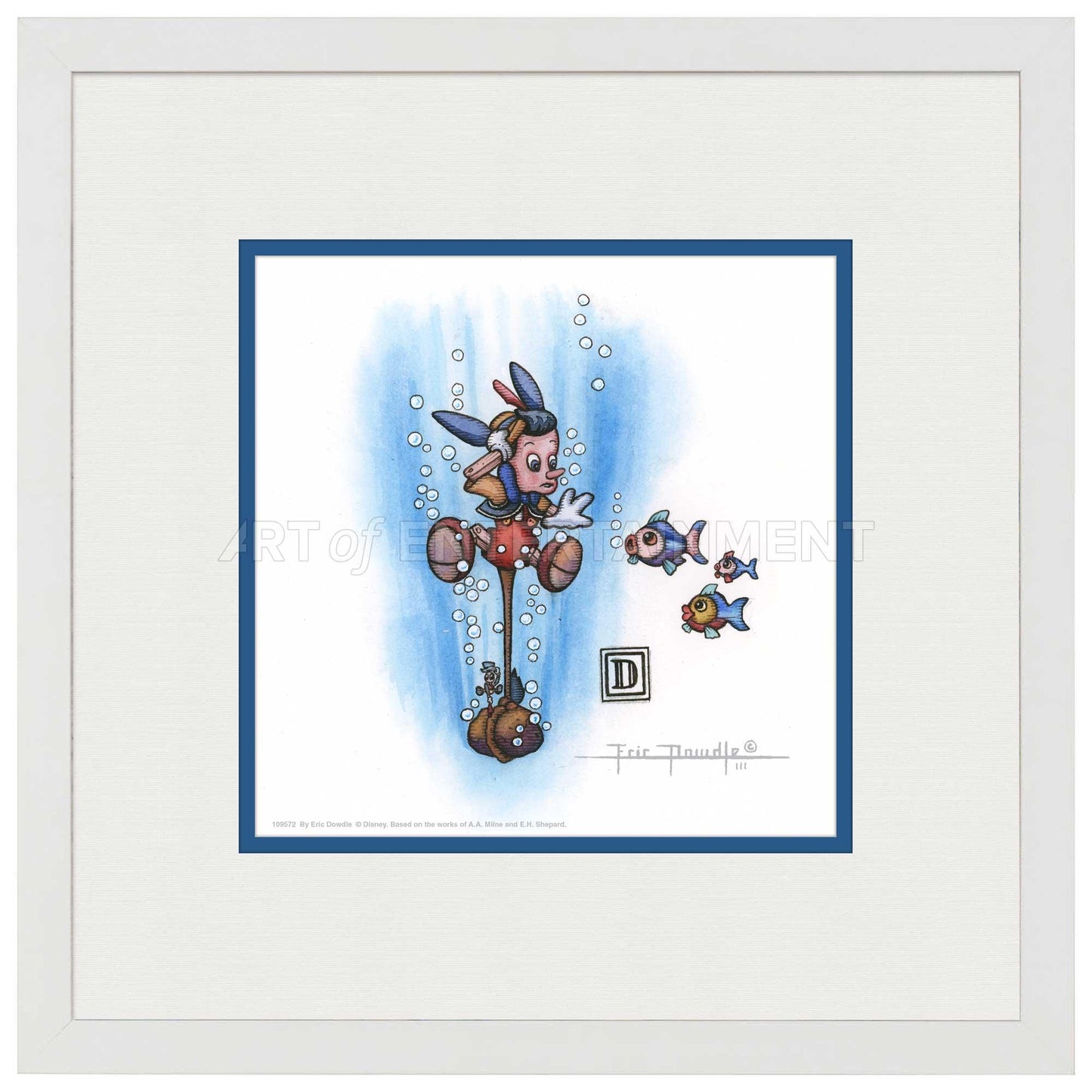 Pinocchio Under Water - 15" x 15" Framed Paper Print - Art Of Entertainment