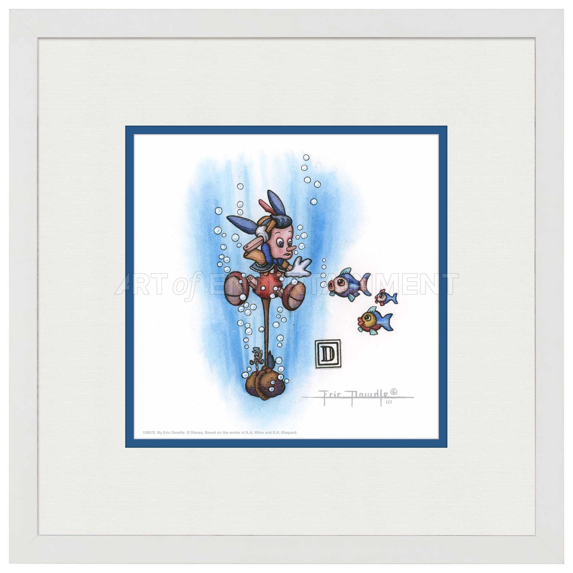 Pinocchio Under Water - 15" x 15" Framed Paper Print - Art Of Entertainment