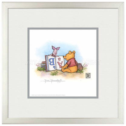 Winnie the Pooh and Piglet Reading - 15" x 15" Framed Paper Print - Art Of Entertainment