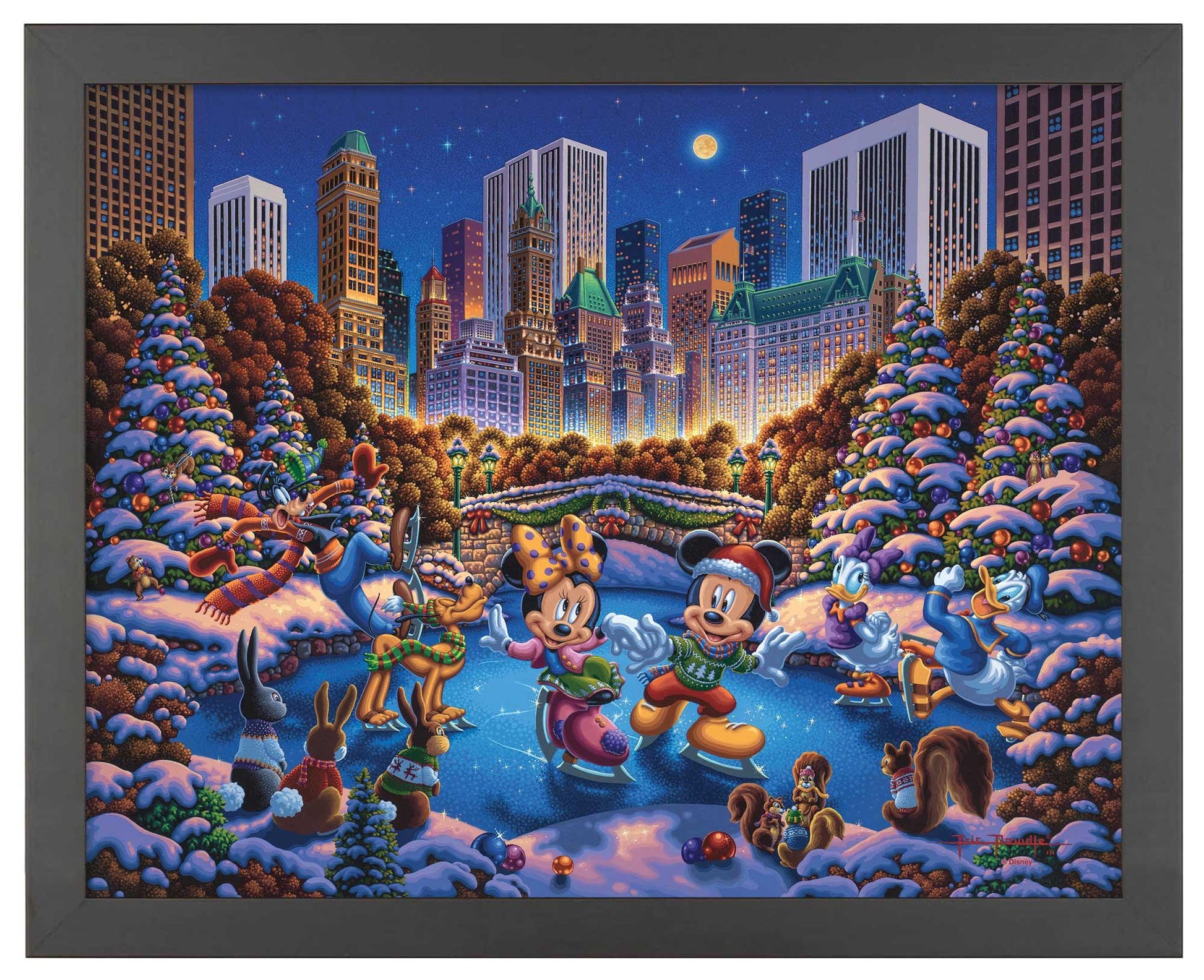 Mickey and Friends Skating in Central Park - Standard Art Prints - Art Of Entertainment