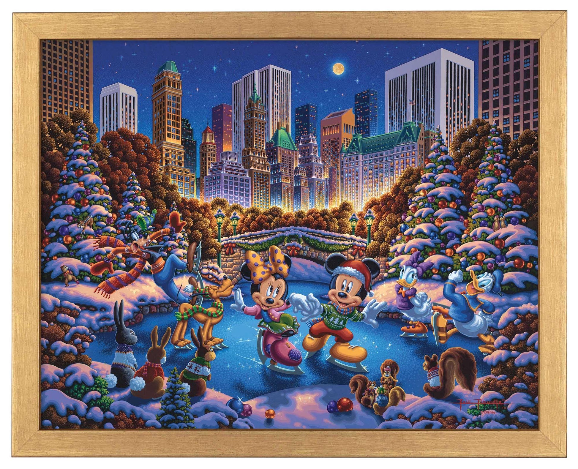 Mickey and Friends Skating in Central Park - Standard Art Prints - Art Of Entertainment
