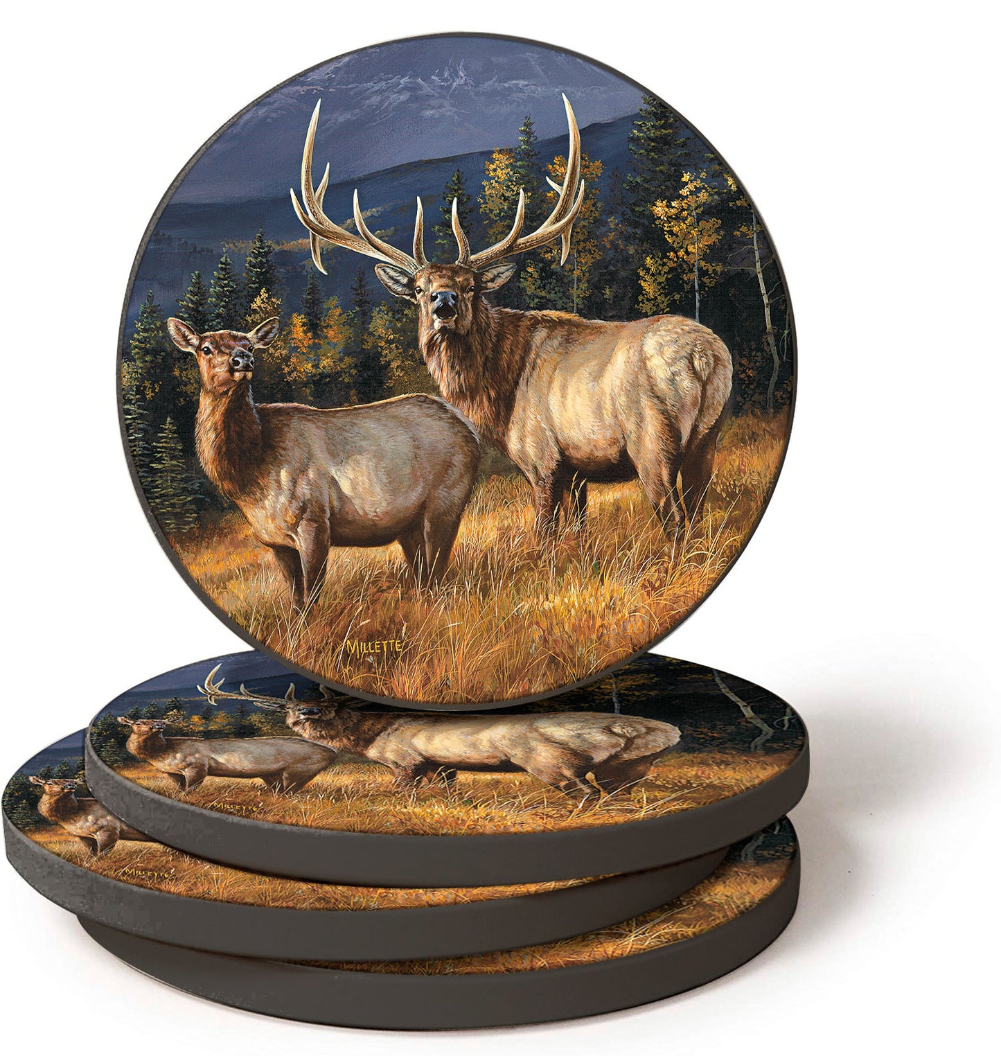 Autumn Gold Elk - Coasters (Set of 4)