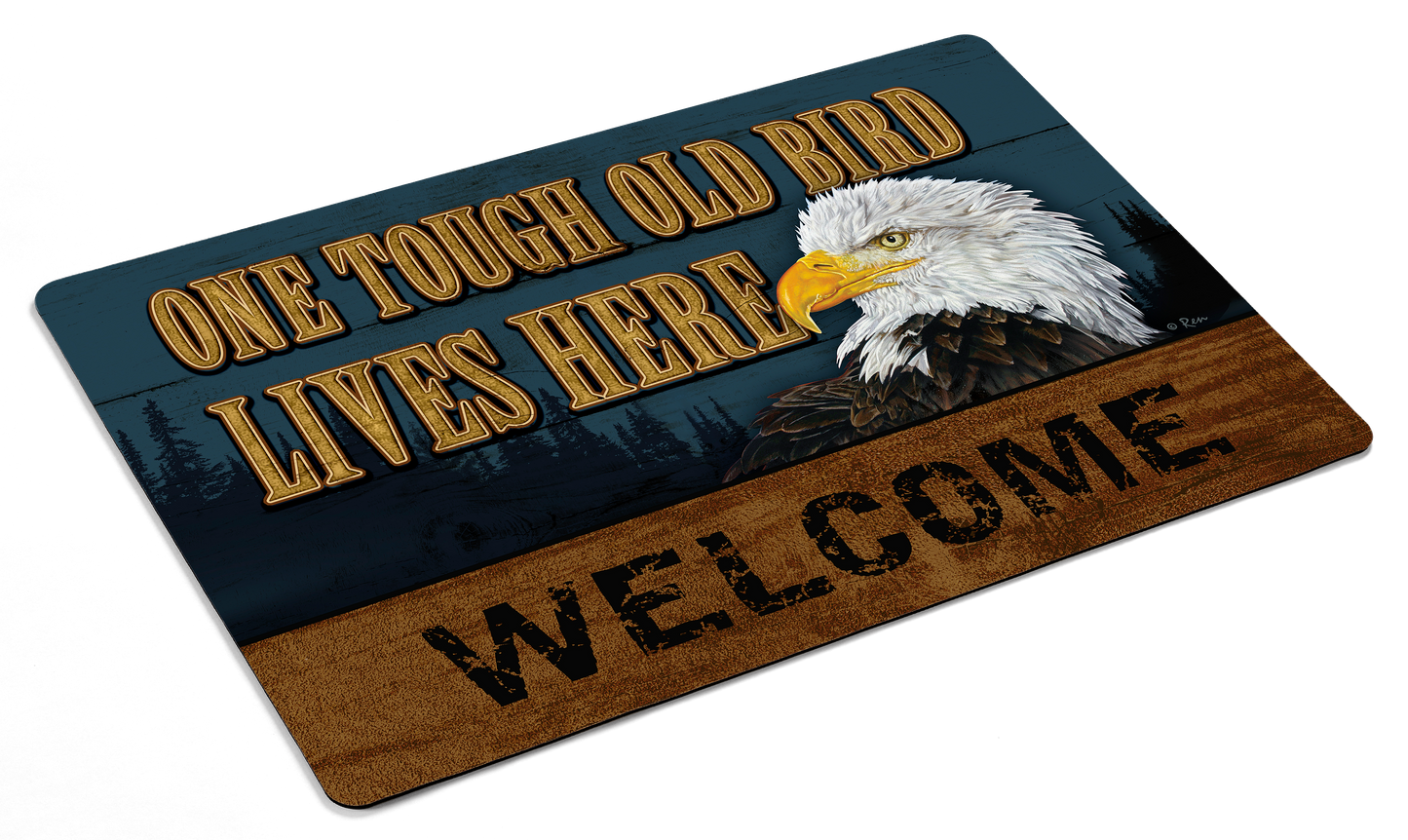 One Tough Old Bird Lives Here - Bald Eagle - 2' x 3' Personalized Floor Mat