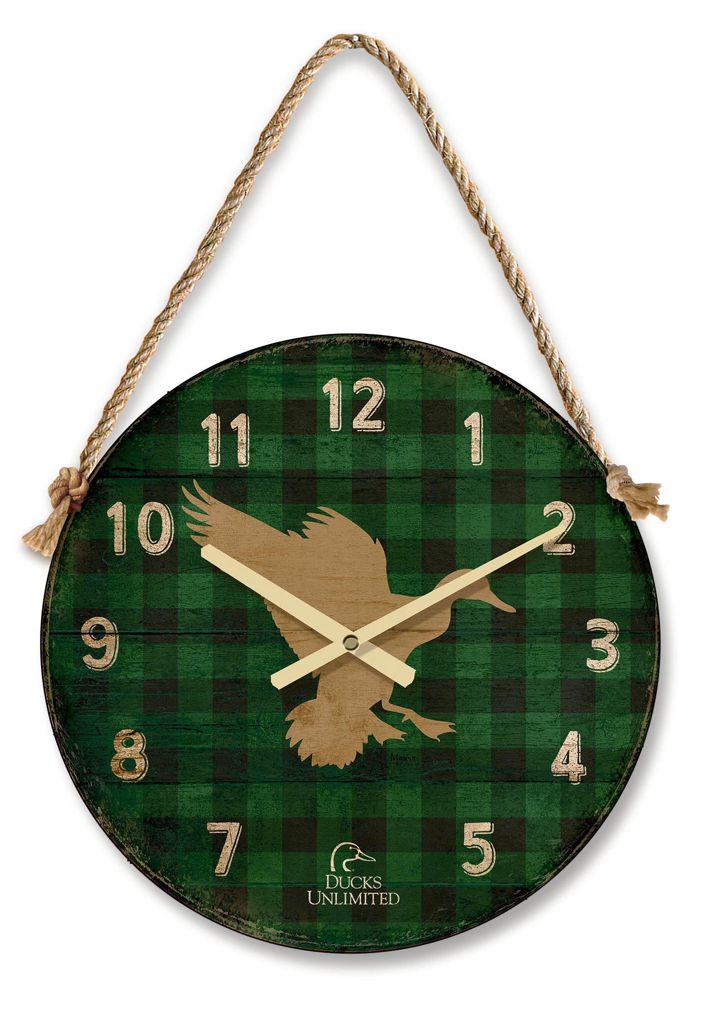Mallard Green Plaid - 21" Round Clock