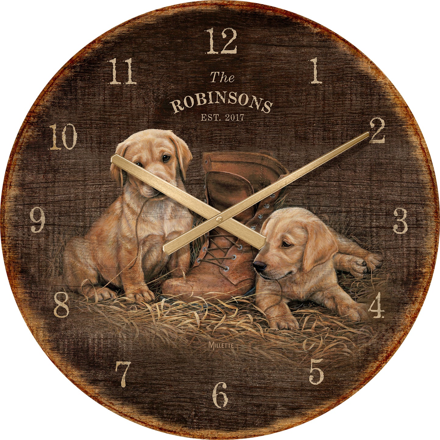 Pups Old Boot - 21" Personalized Round Clock