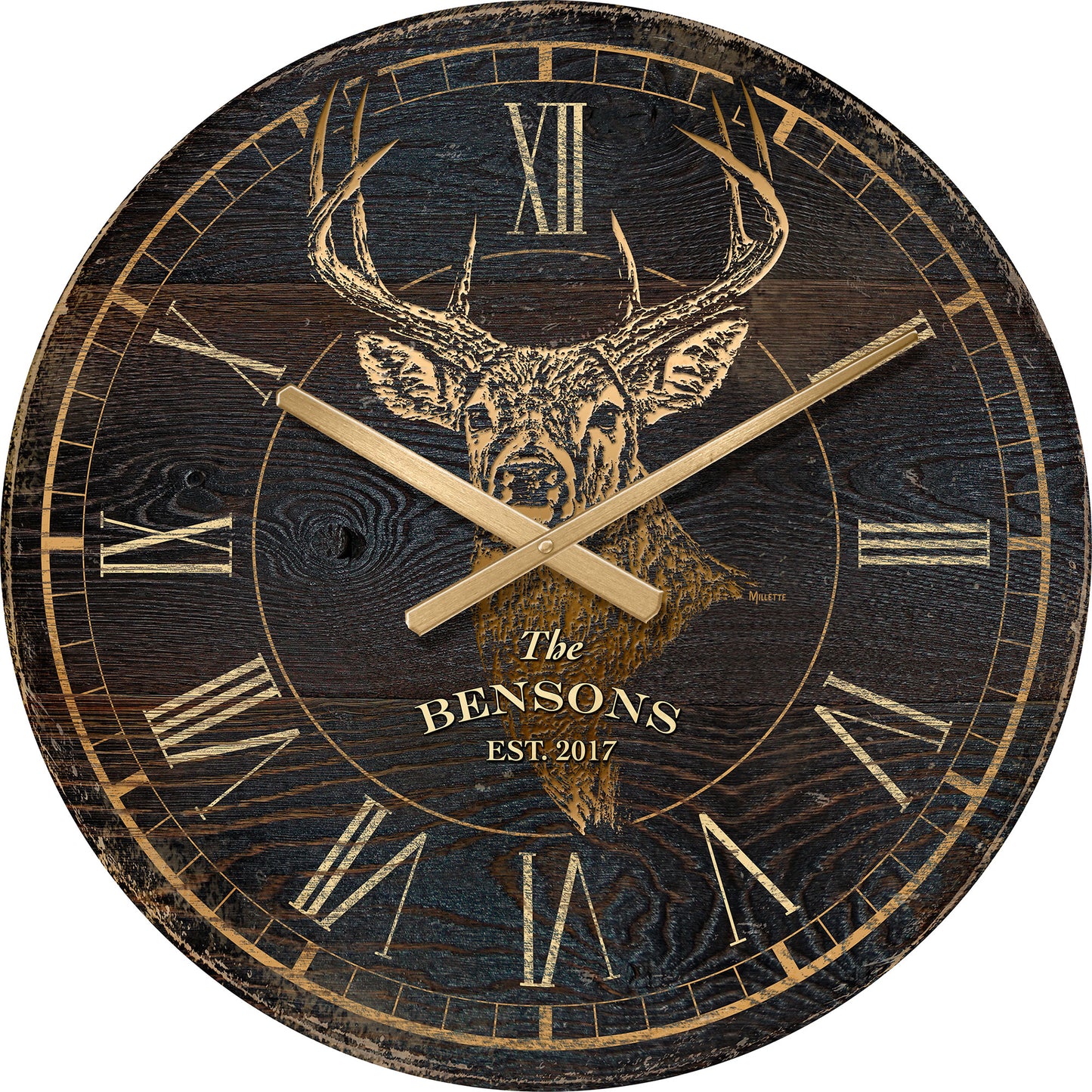 Whitetail Deer Bust - Personalized 21" Round Clock