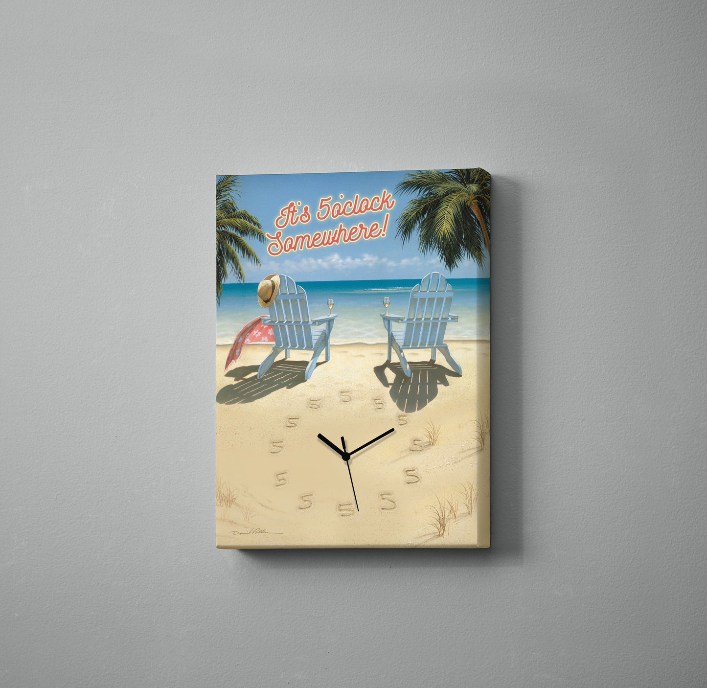 5'O Clock Somewhere - 18" x 13" Wrapped Canvas Clock