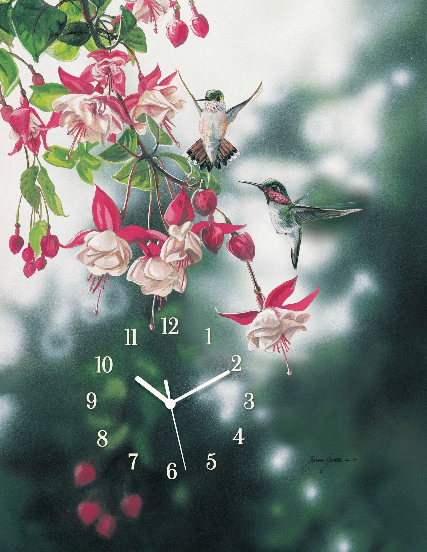 Nature's Ballet Dancers - Hummingbirds - 18" x 13" Wrapped Canvas Clock