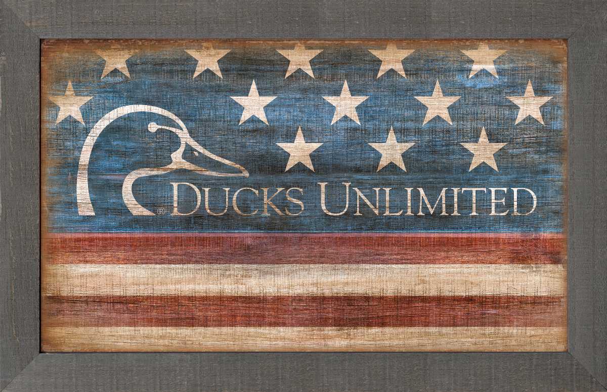 Ducks Unlimited Flag - 18" x 30" Wood Sign