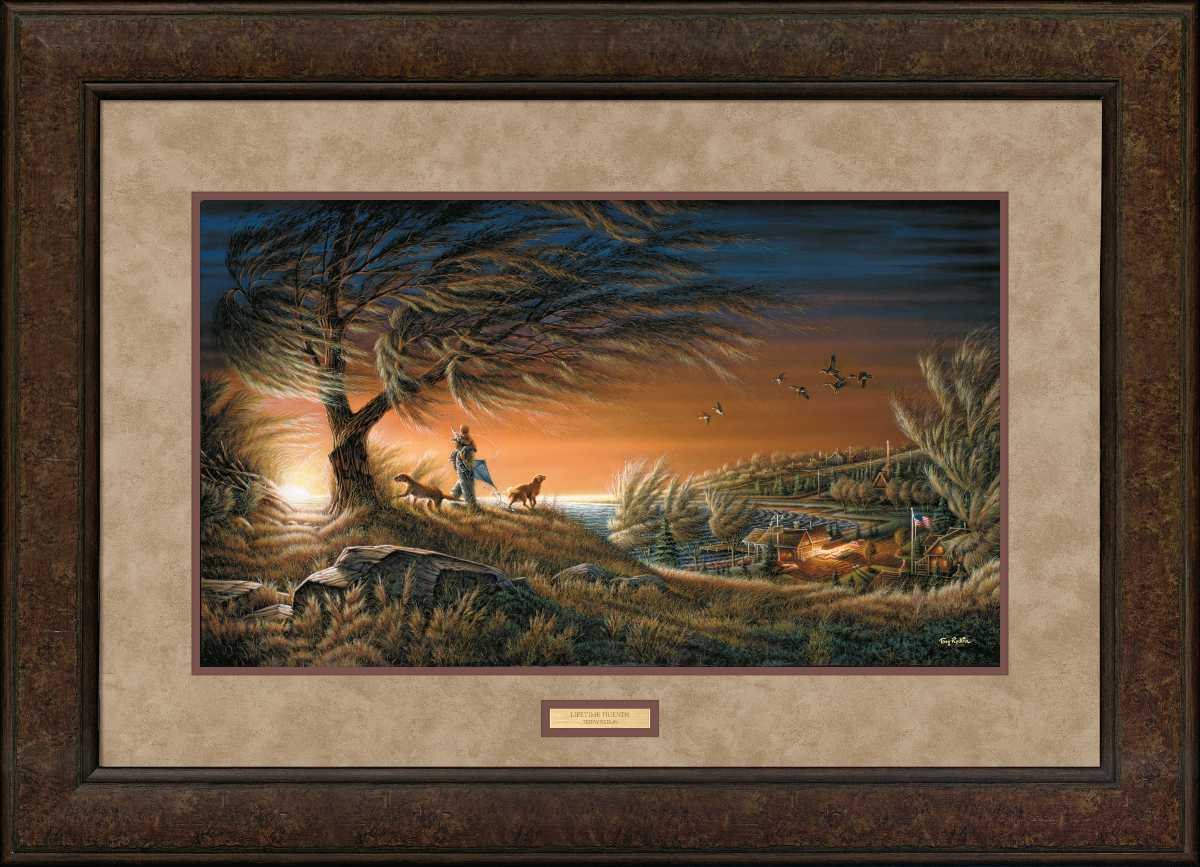 Framed landscape with trees and animals