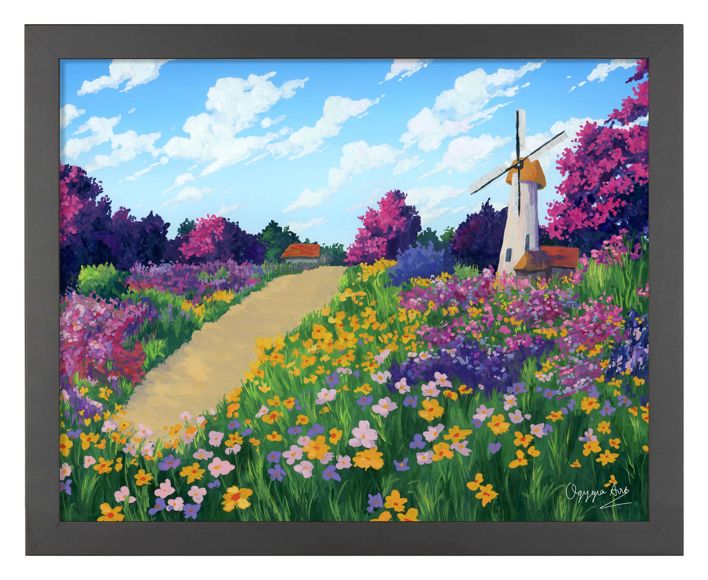 Windmill Flower Field - Art Prints