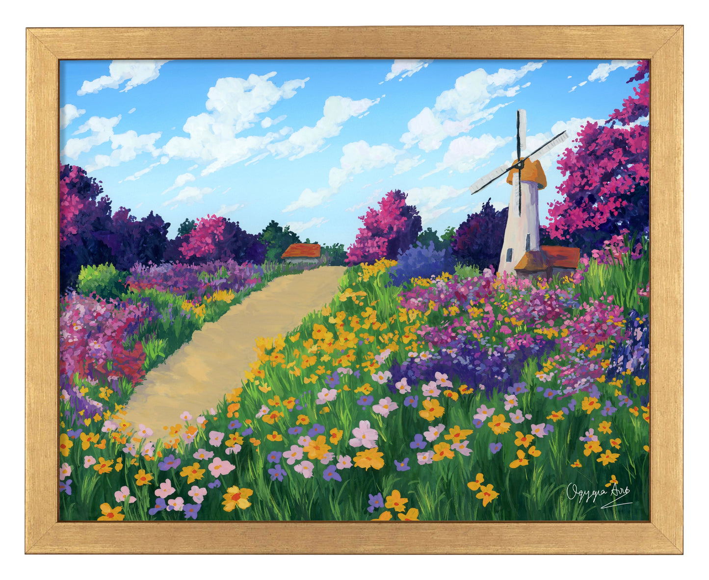 Windmill Flower Field - Art Prints