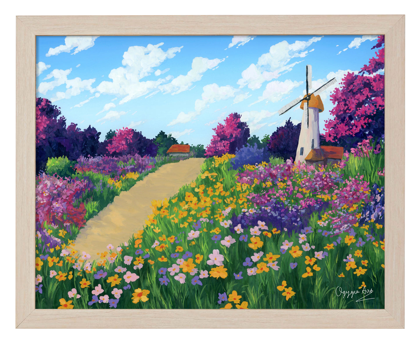Windmill Flower Field - Art Prints