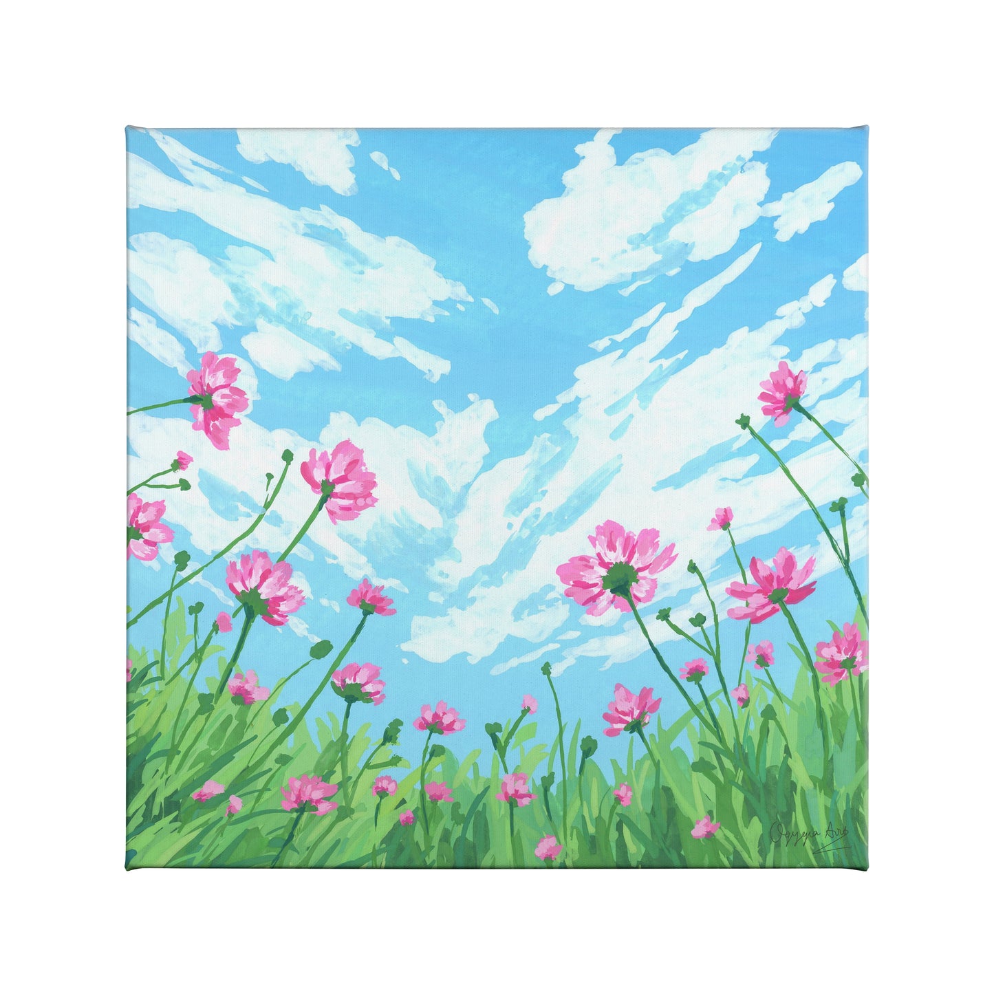 Pink Flowers - 14" x 14" Gallery Wrapped Canvas