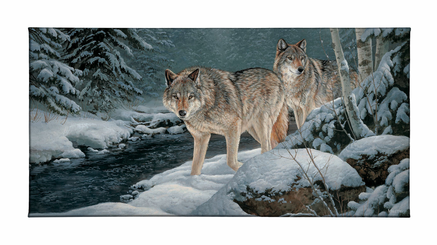 Along the Creek - Wolves - 18" x 36" Gallery Wrapped Canvas
