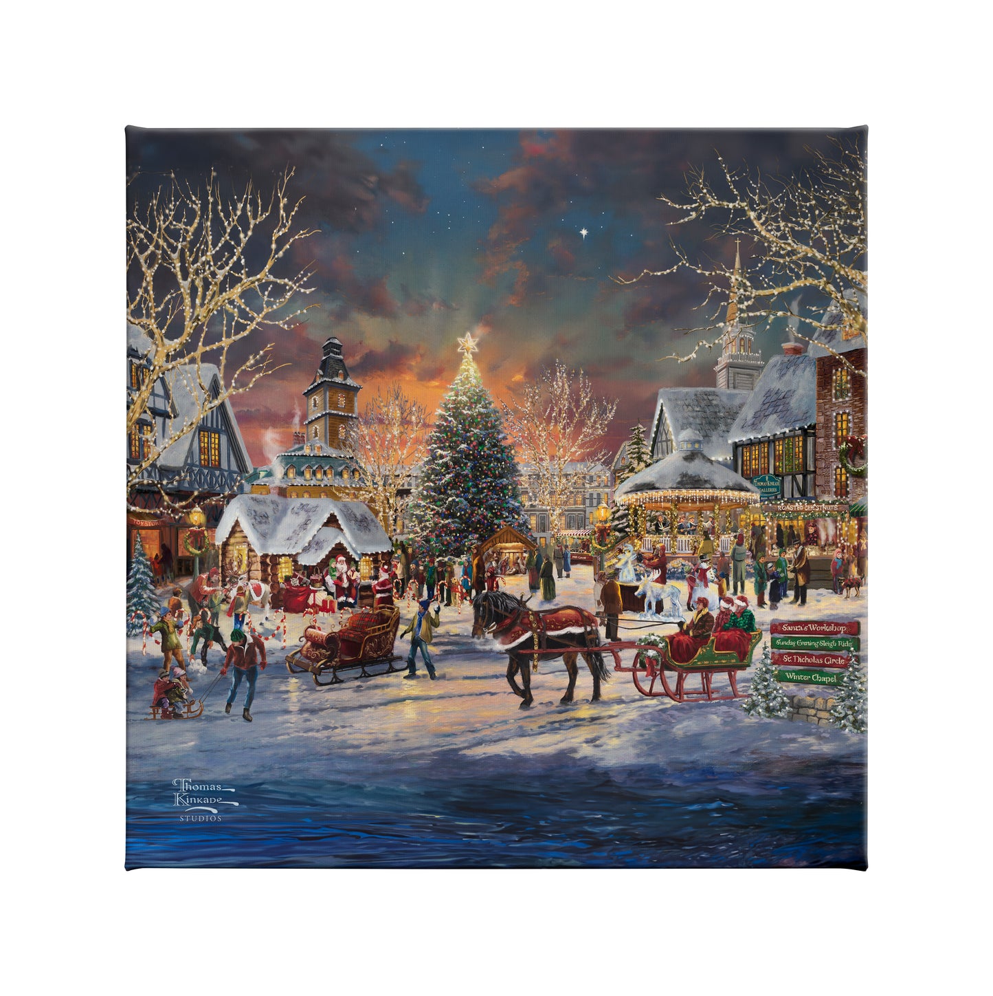 The Christmas Festival - 14" x 14" Gallery Wrapped Canvas